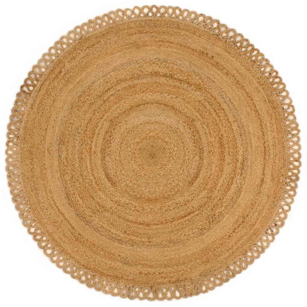 vidaXL Vloerkleed golfrand gevlochten rond 90 cm jute