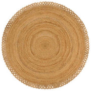 vidaXL Vloerkleed golfrand gevlochten rond 90 cm jute