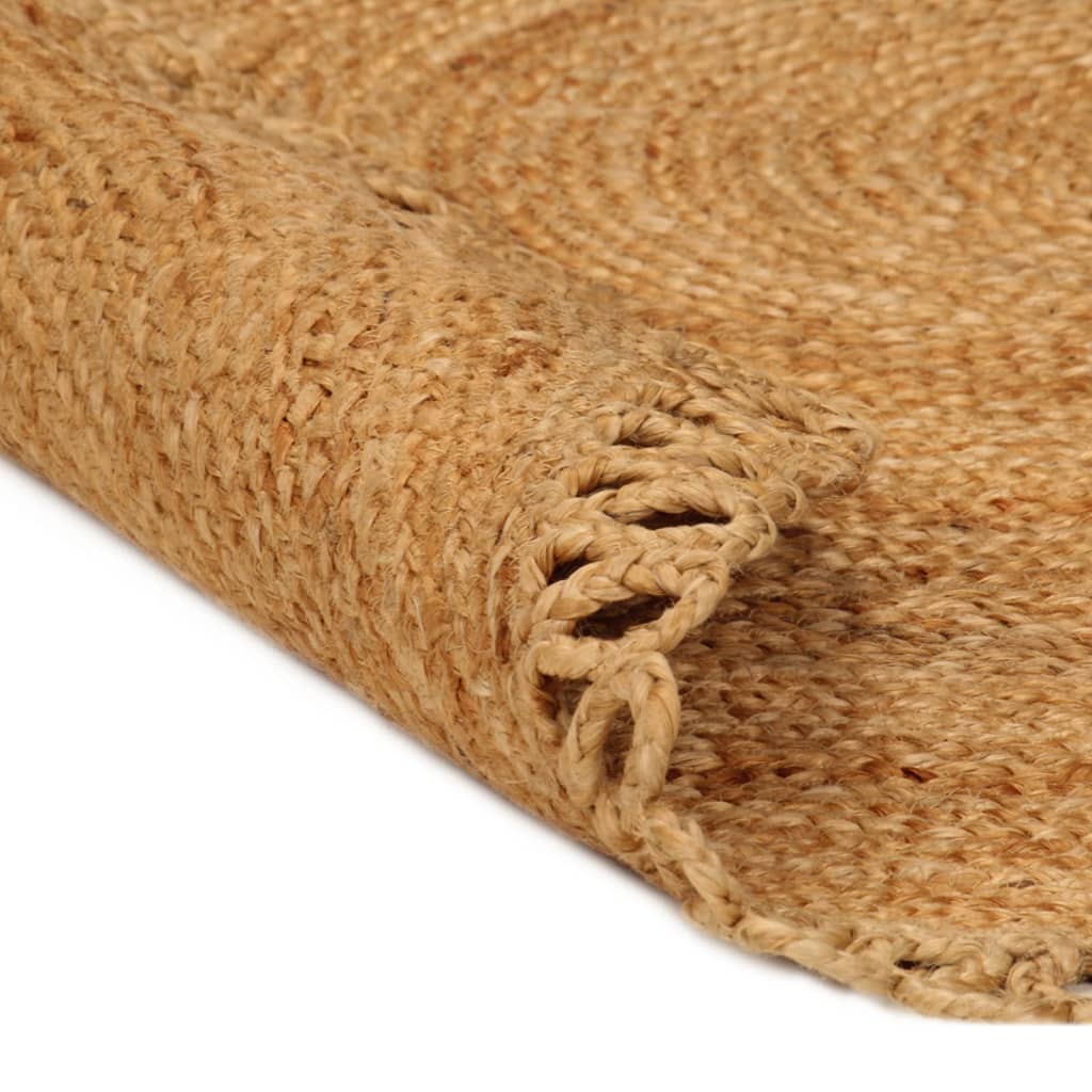 vidaXL Vloerkleed golfrand gevlochten rond 90 cm jute