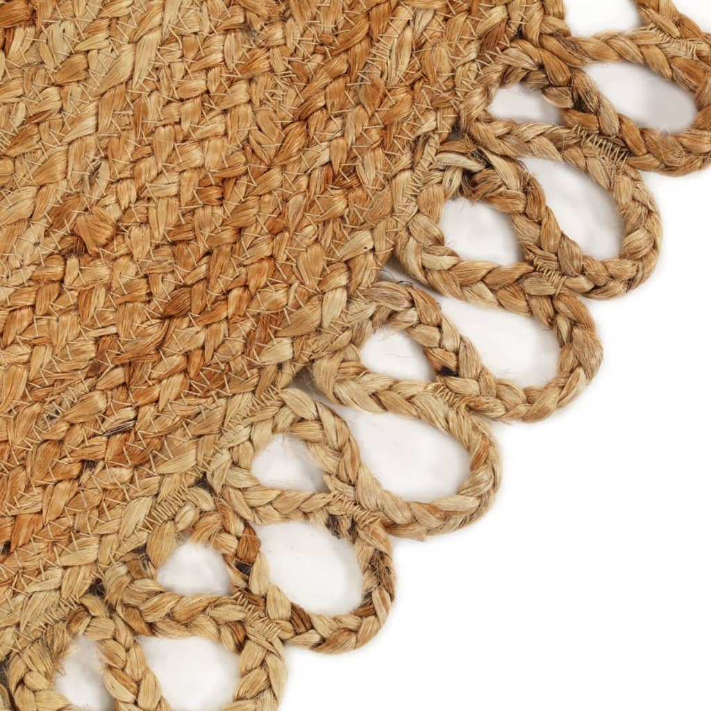 vidaXL Vloerkleed golfrand gevlochten rond 90 cm jute