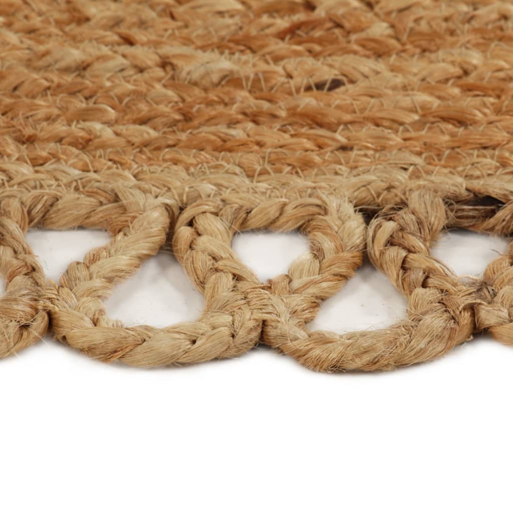 vidaXL Vloerkleed golfrand gevlochten rond 90 cm jute