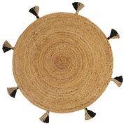 vidaXL Vloerkleed met kwastjes gevlochten rond 90 cm jute