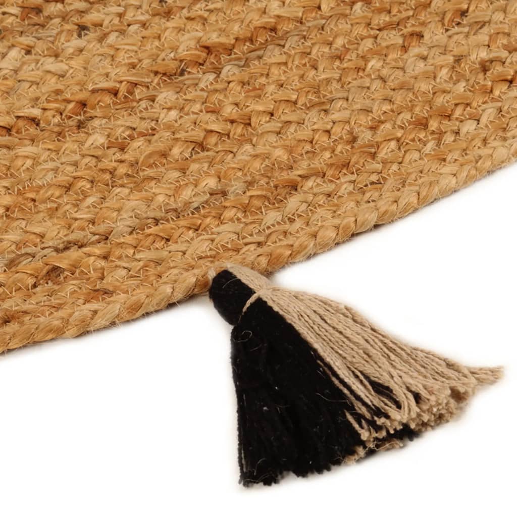vidaXL Vloerkleed met kwastjes gevlochten rond 90 cm jute