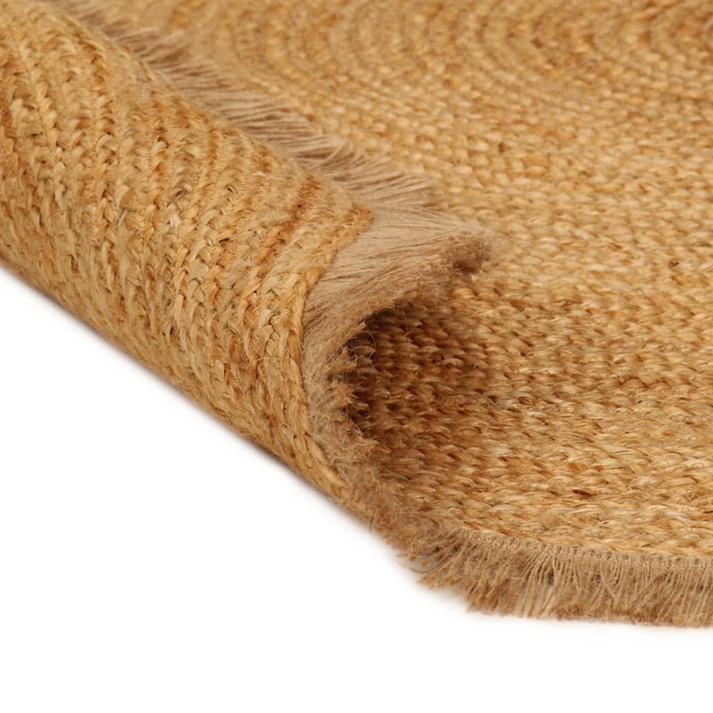 vidaXL Vloerkleed met ruche-rand gevlochten rond 90 cm jute