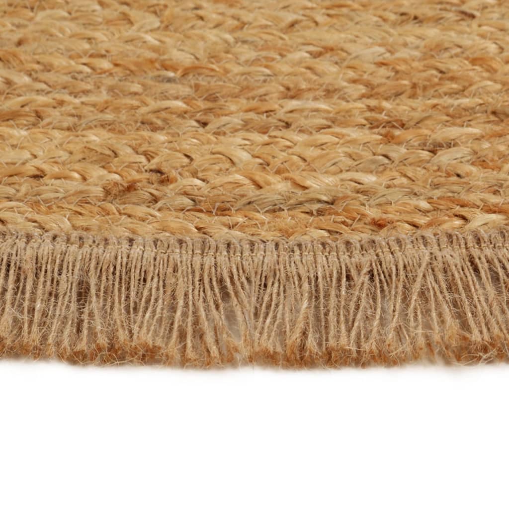 vidaXL Vloerkleed met ruche-rand gevlochten rond 90 cm jute