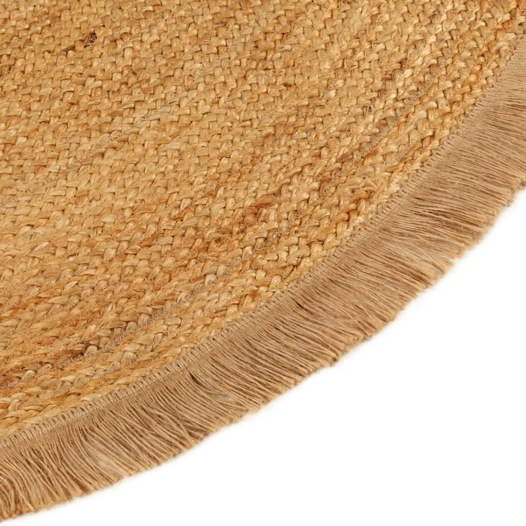 vidaXL Vloerkleed met ruche-rand gevlochten rond 90 cm jute