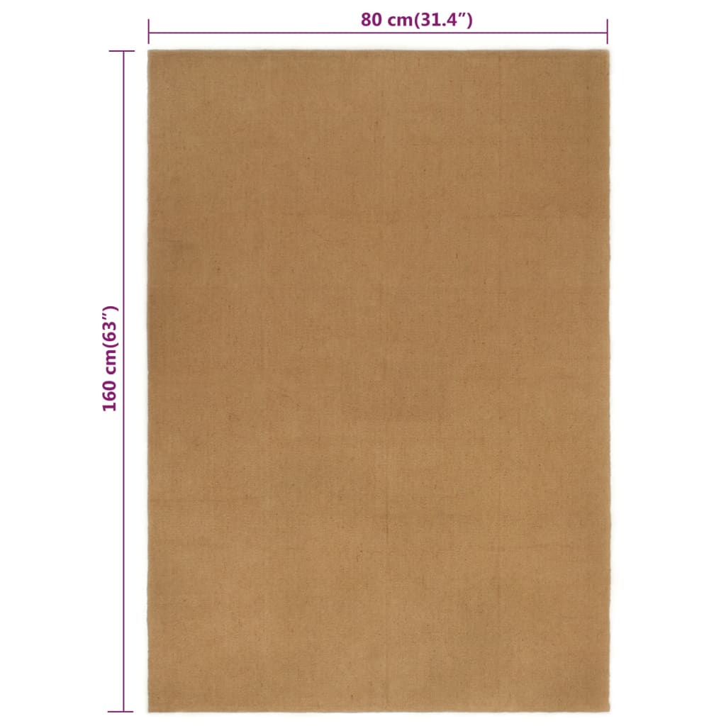 vidaXL Vloerkleed rechthoekig 80x160 cm jute