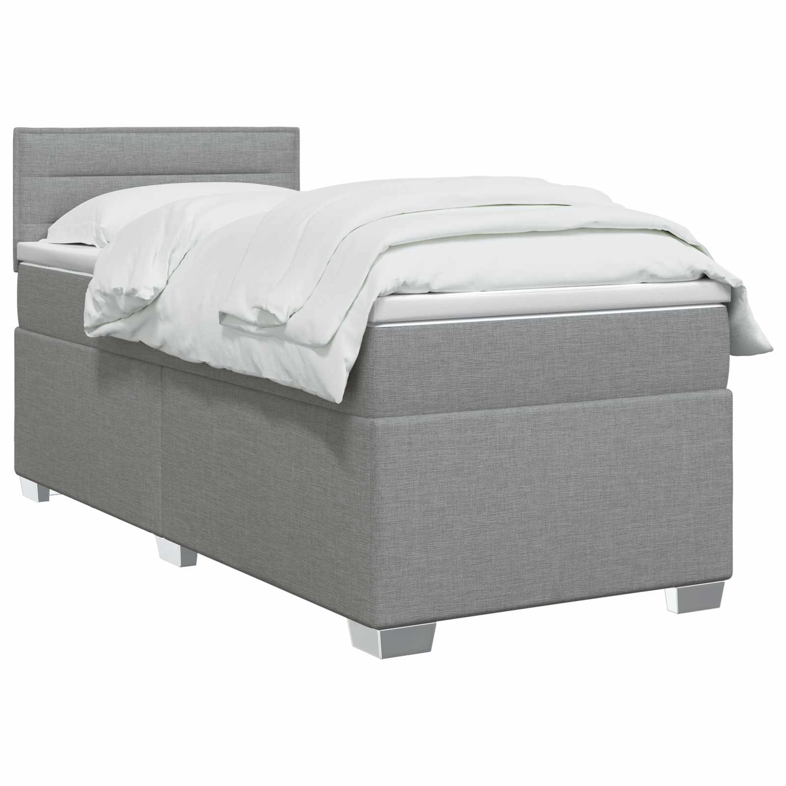 vidaXL Boxspring met matras stof lichtgrijs 90x200 cm
