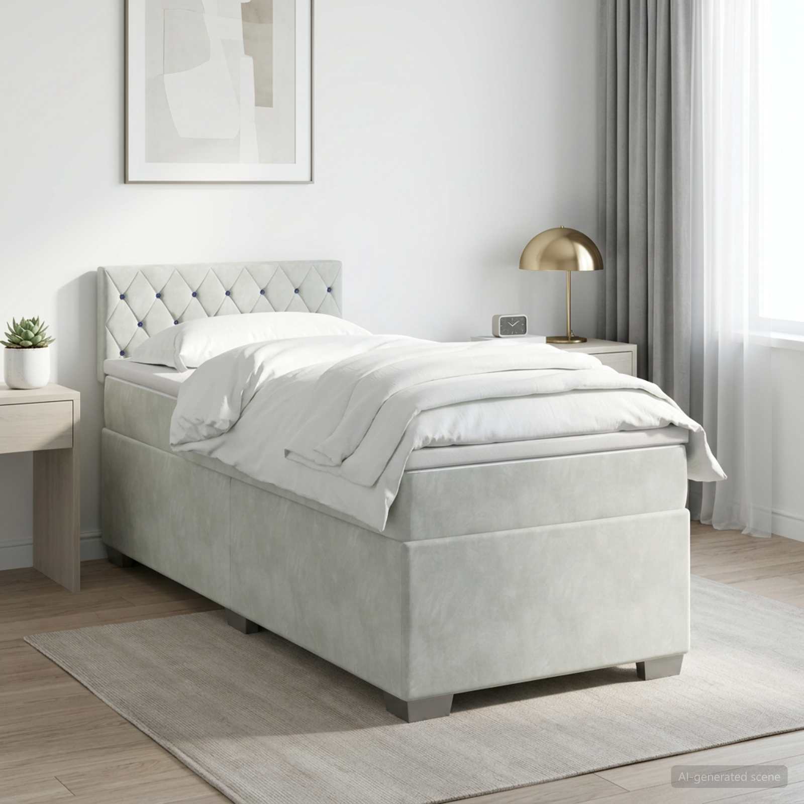 vidaXL Boxspring met matras fluweel donkergrijs 200x200 cm