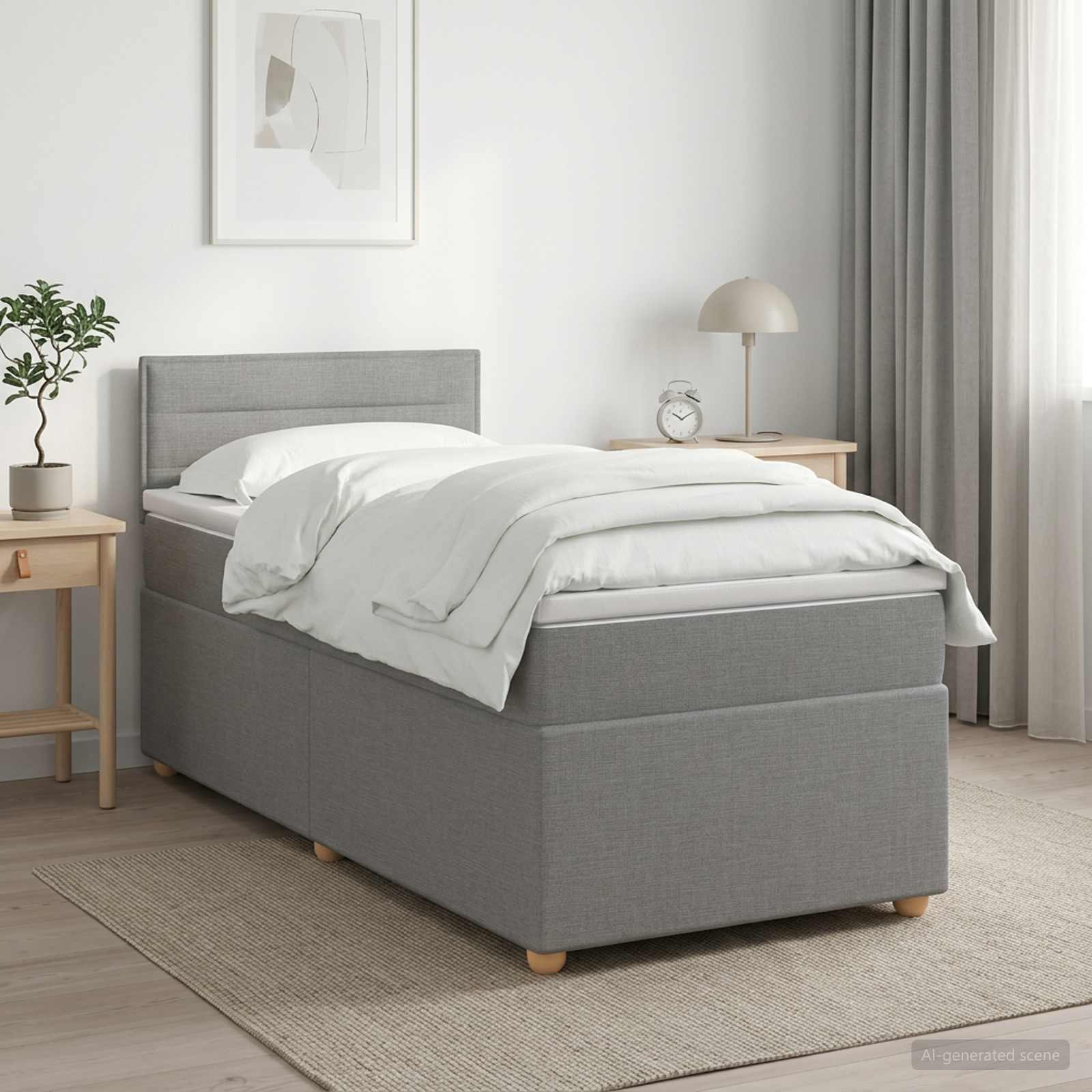 vidaXL Boxspring met matras stof donkergrijs 90x190 cm
