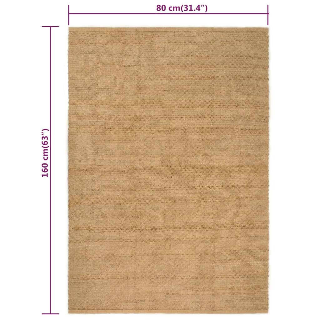 vidaXL Vloerkleed rechthoekig 80x160 cm jute naturel