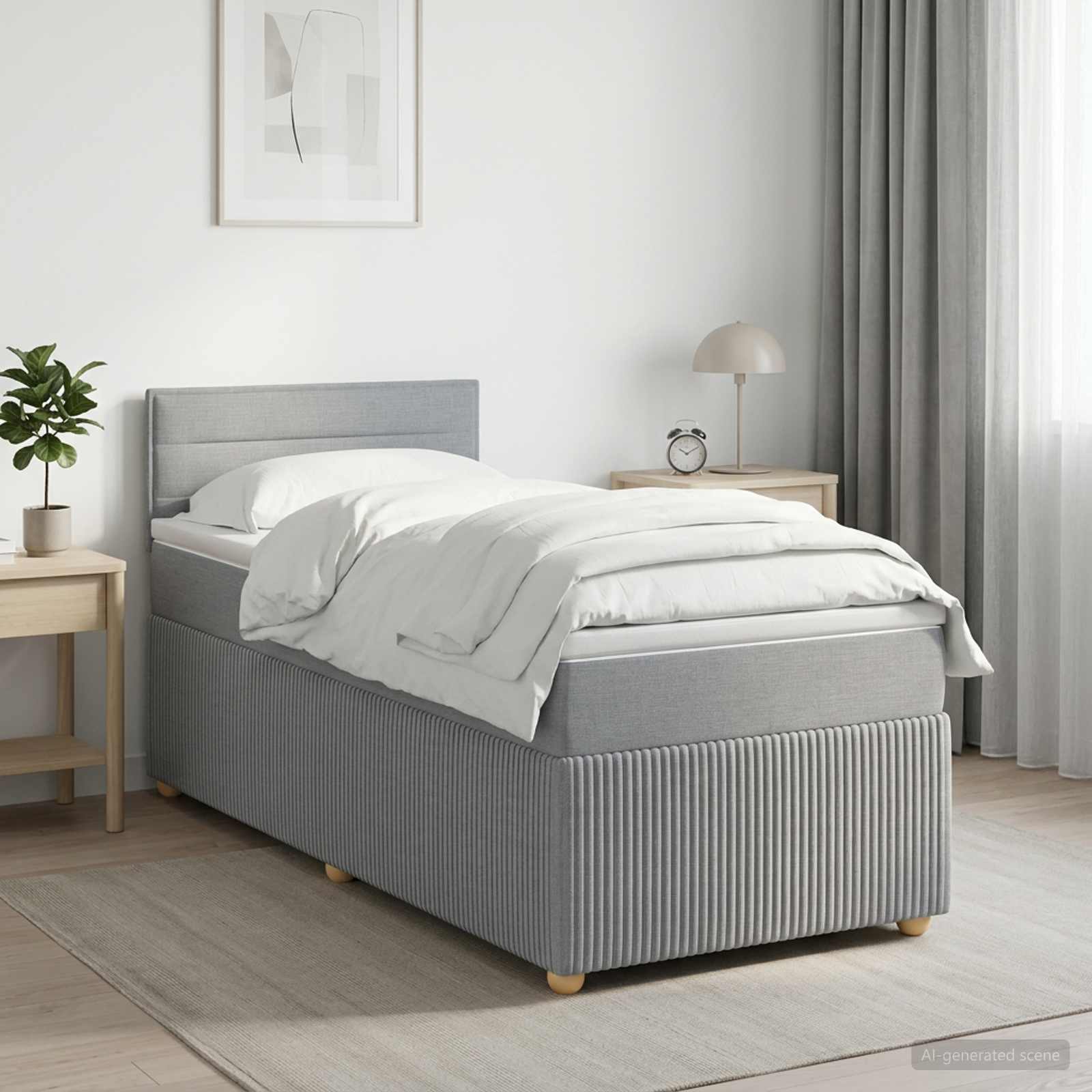 vidaXL Boxspring met matras stof blauw 90x190 cm