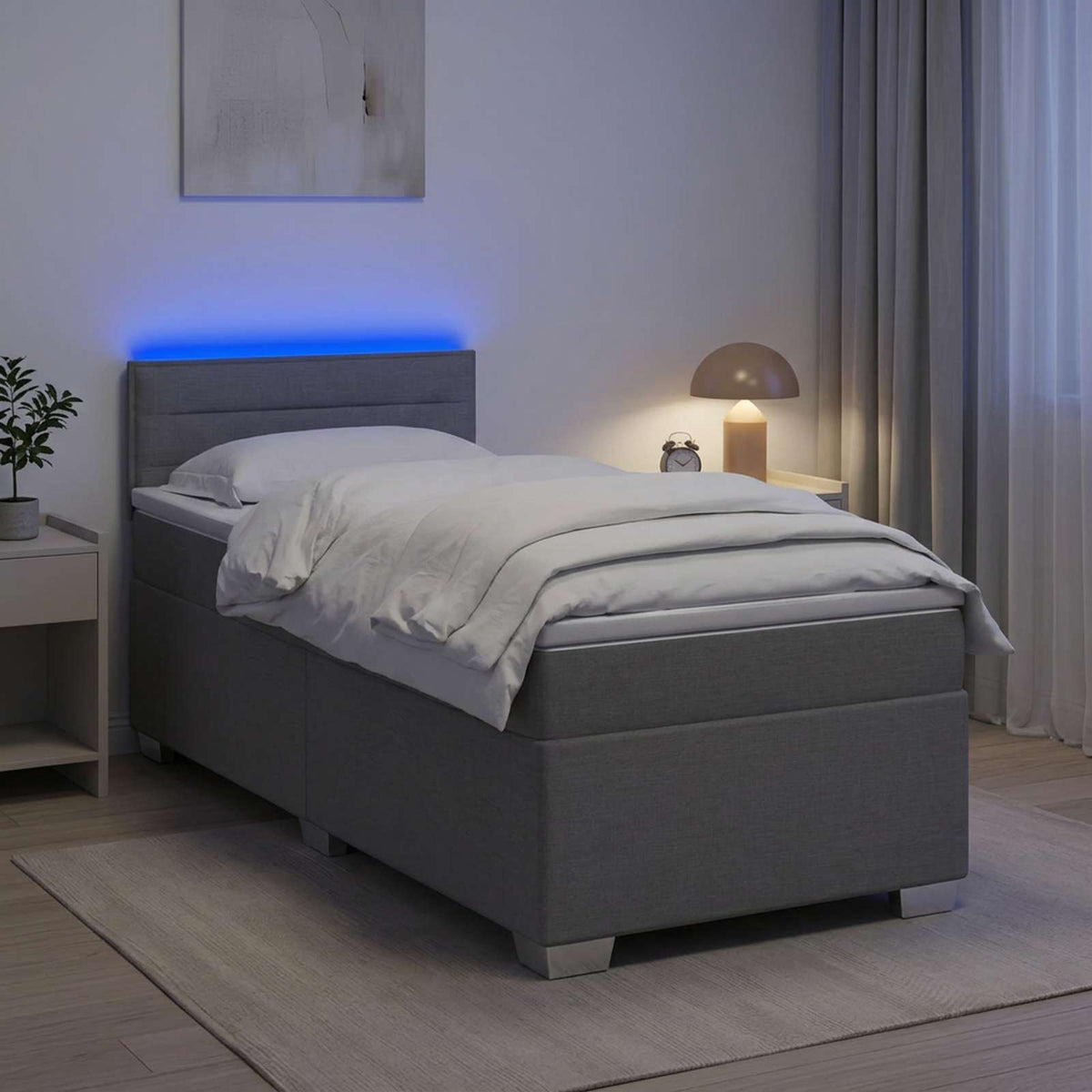 vidaXL Boxspring met matras stof lichtgrijs 90x200 cm