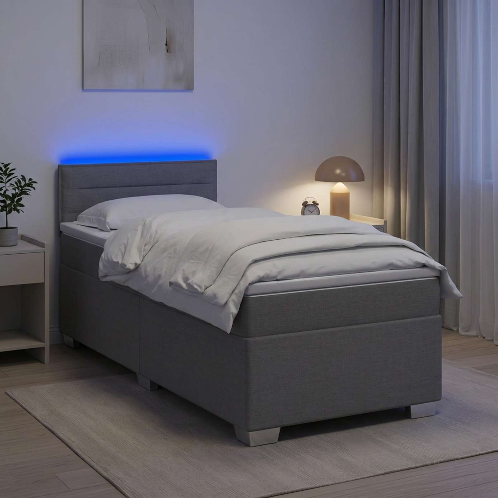 vidaXL Boxspring met matras stof lichtgrijs 90x200 cm