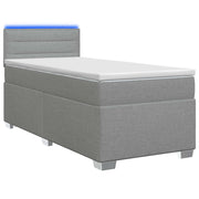 vidaXL Boxspring Bed met Matras en LED Lichtgrijs Enkel Stof