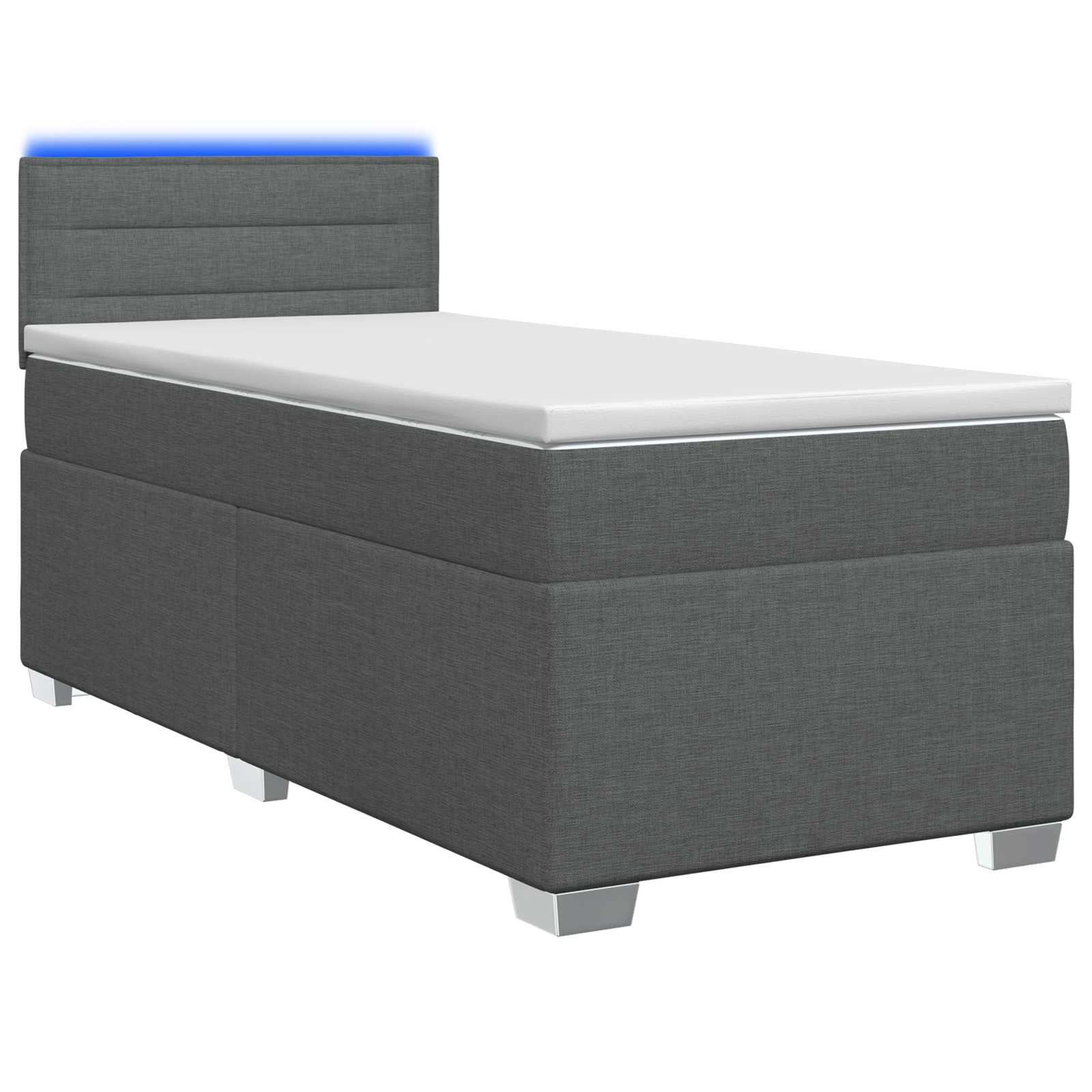 vidaXL Boxspring Bed met Matras en LED Lichtgrijs Enkel Stof