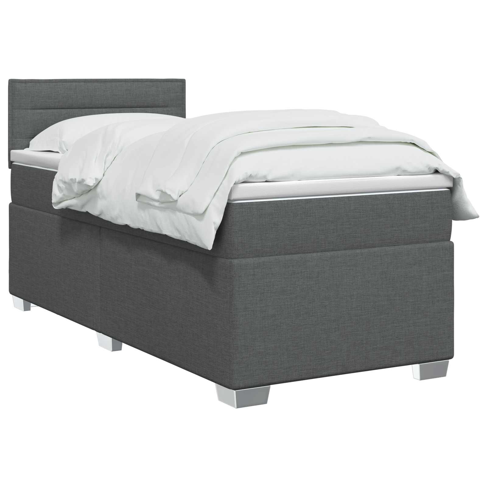 vidaXL Boxspring Bed met Matras en LED Lichtgrijs Enkel Stof