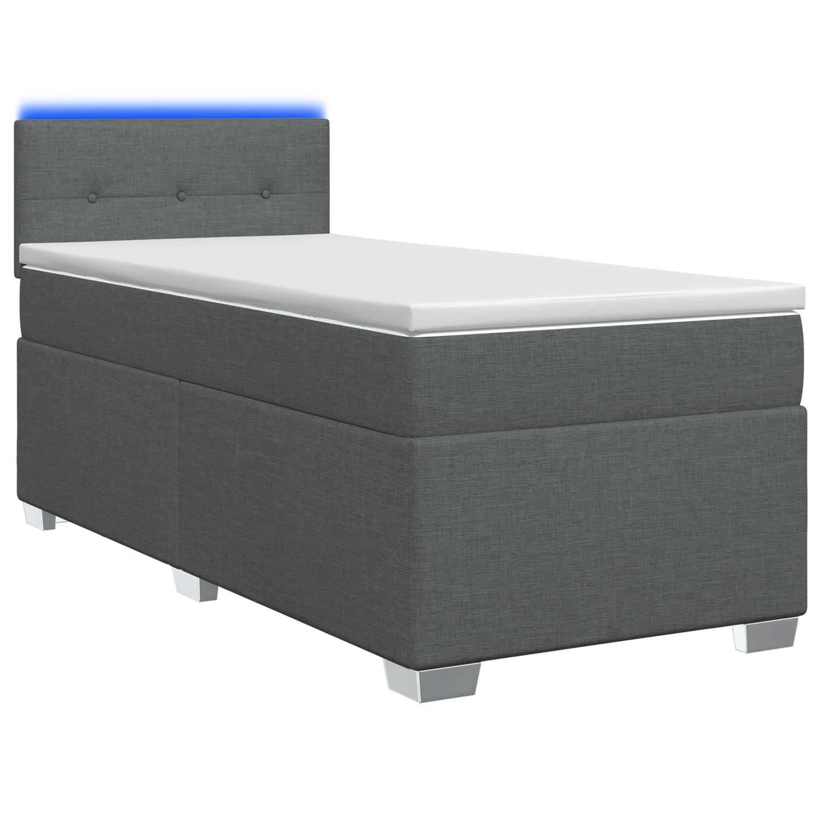 vidaXL Boxspring Bed met Matras en LED Lichtgrijs Enkel Stof