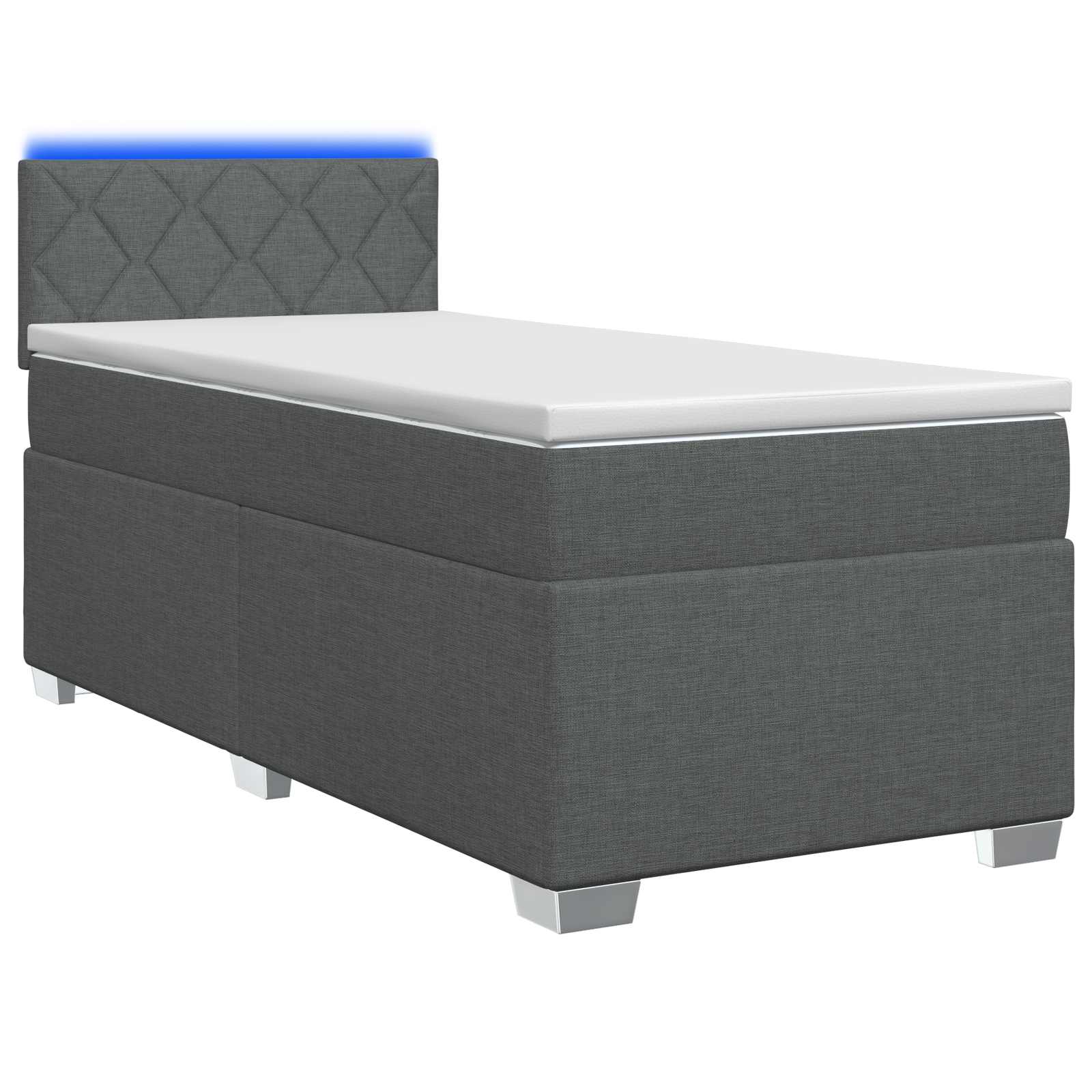 vidaXL Boxspring Bed met Matras en LED Lichtgrijs Enkel Stof