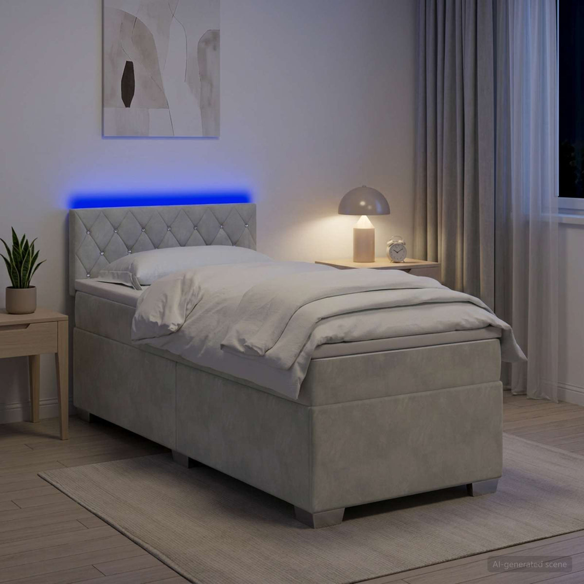 vidaXL Boxspring met matras fluweel donkergrijs 200x200 cm