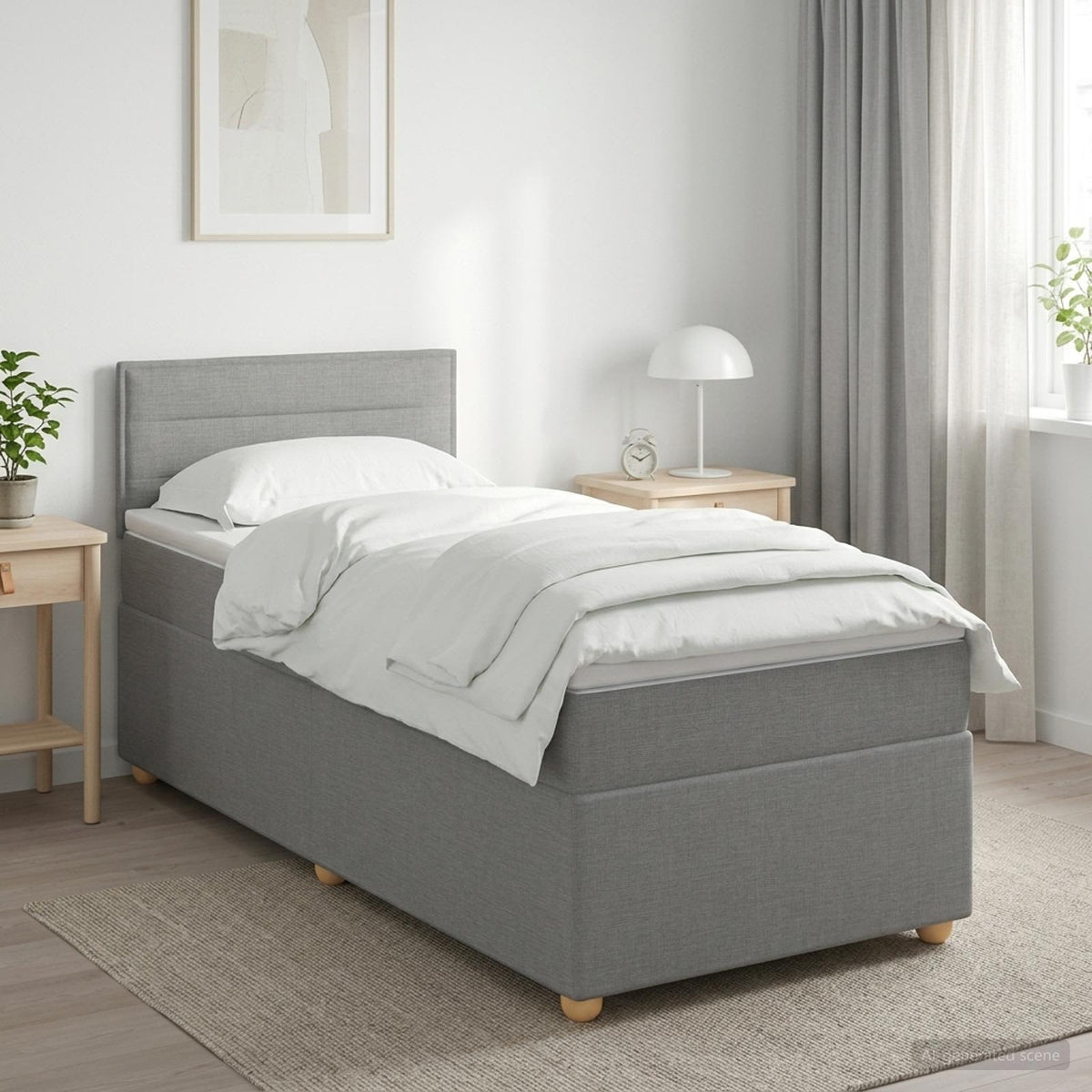 vidaXL Boxspring met matras stof donkergrijs 90x190 cm
