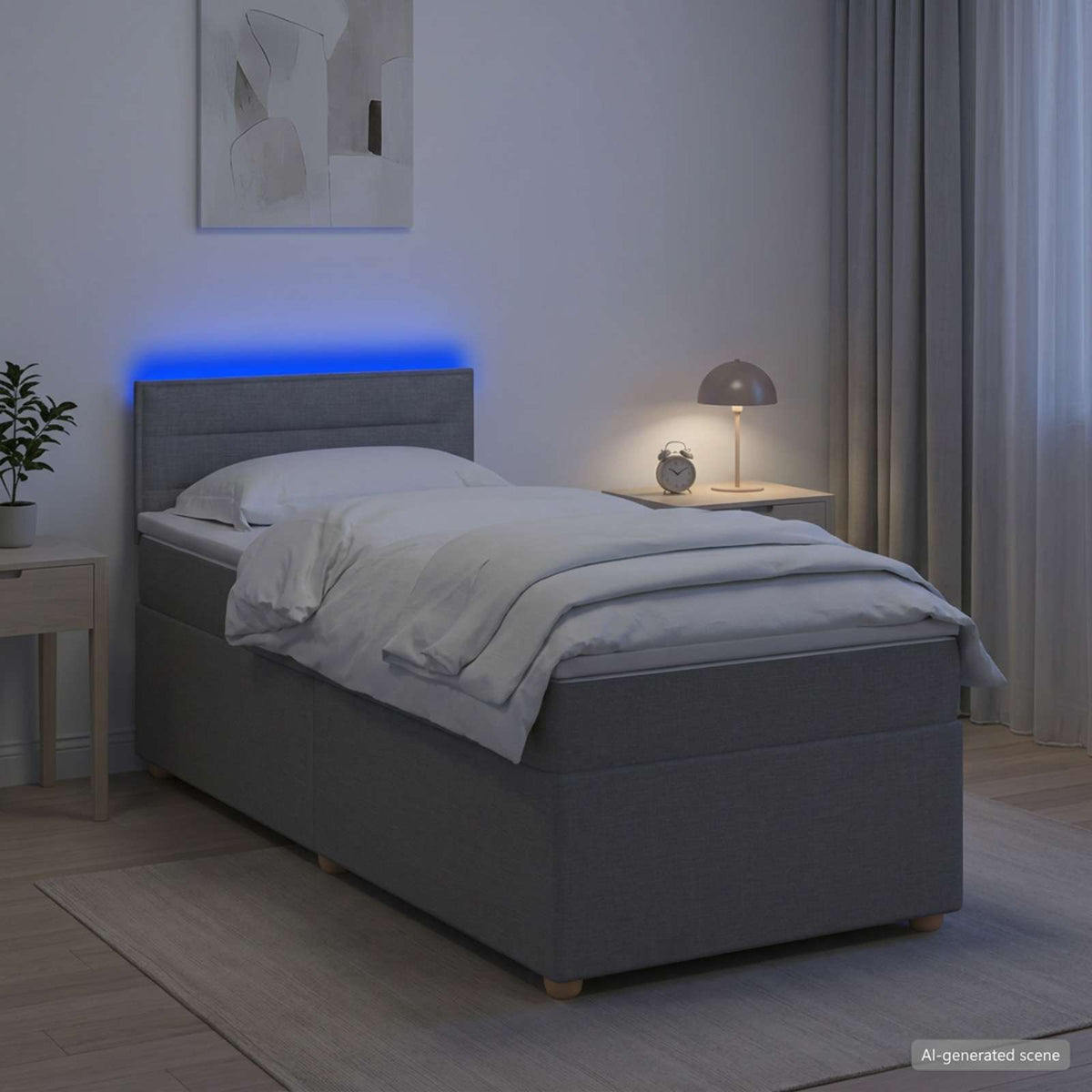 vidaXL Boxspring met matras stof donkergrijs 90x190 cm