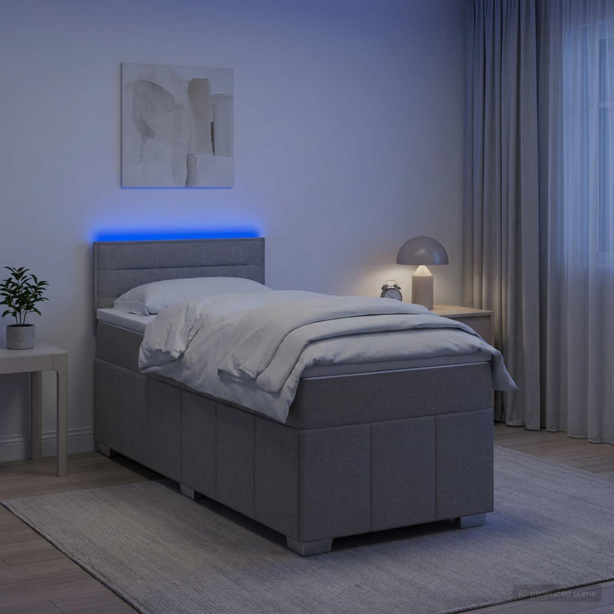 vidaXL Boxspring met matras stof donkergrijs 120x200 cm