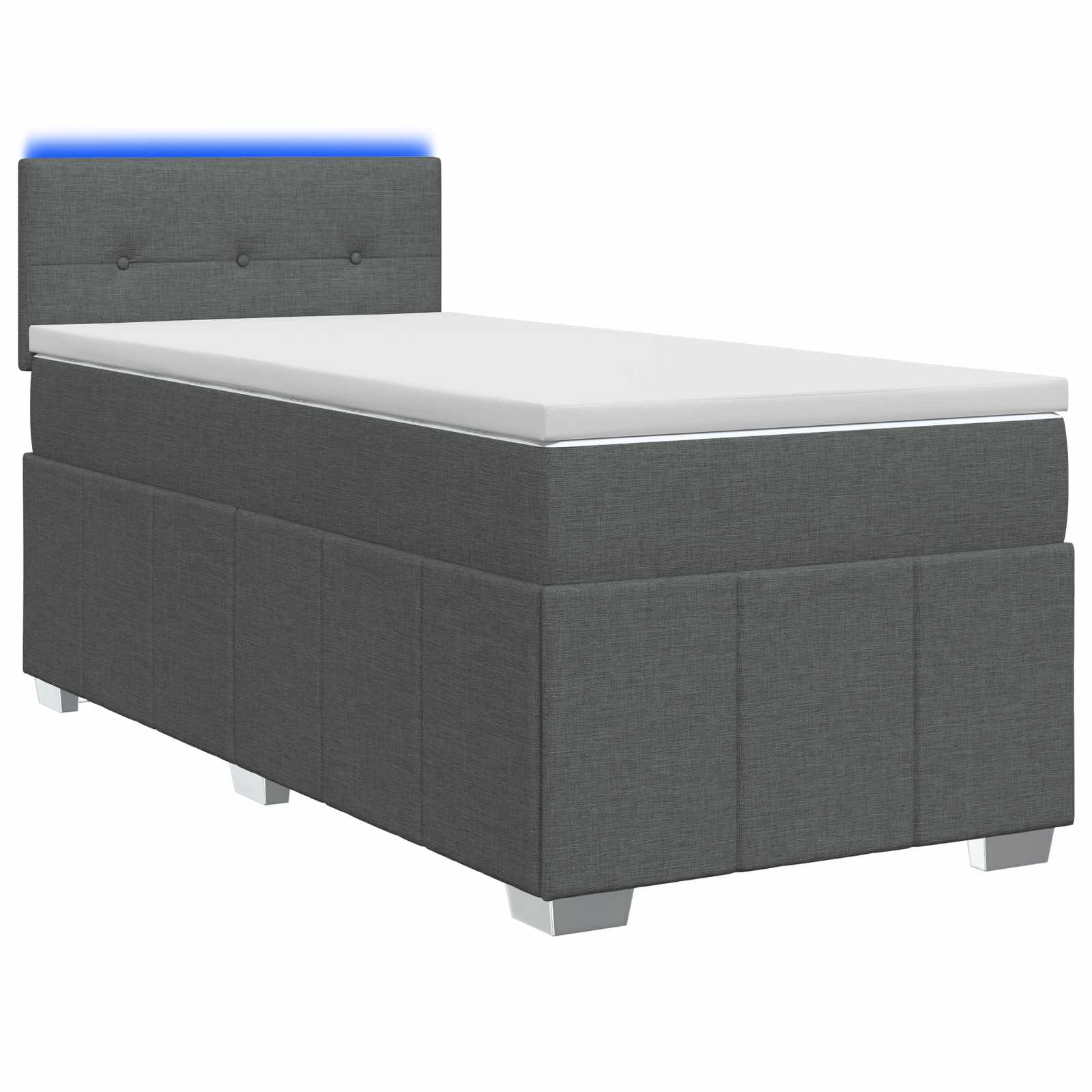 vidaXL Boxspring Bed met Matras en LED Donkergrijs 90 x 190 cm Stof