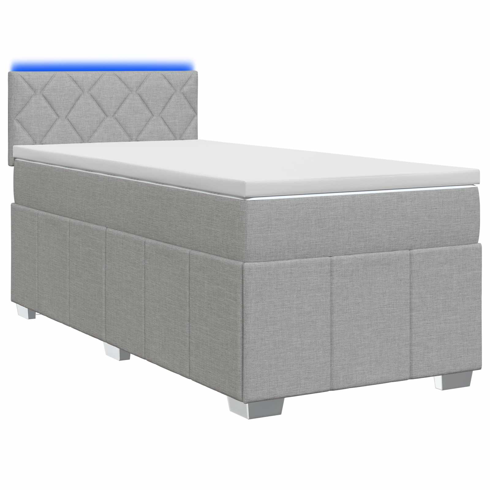vidaXL Boxspring Bed met Matras en LED Donkergrijs 90 x 190 cm Stof