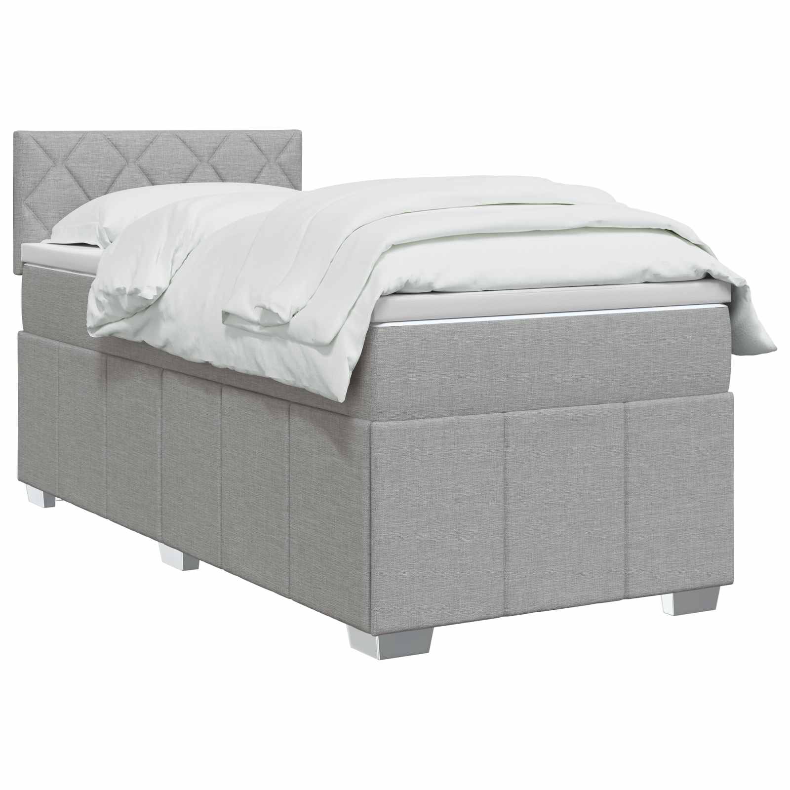 vidaXL Boxspring Bed met Matras en LED Donkergrijs 90 x 190 cm Stof