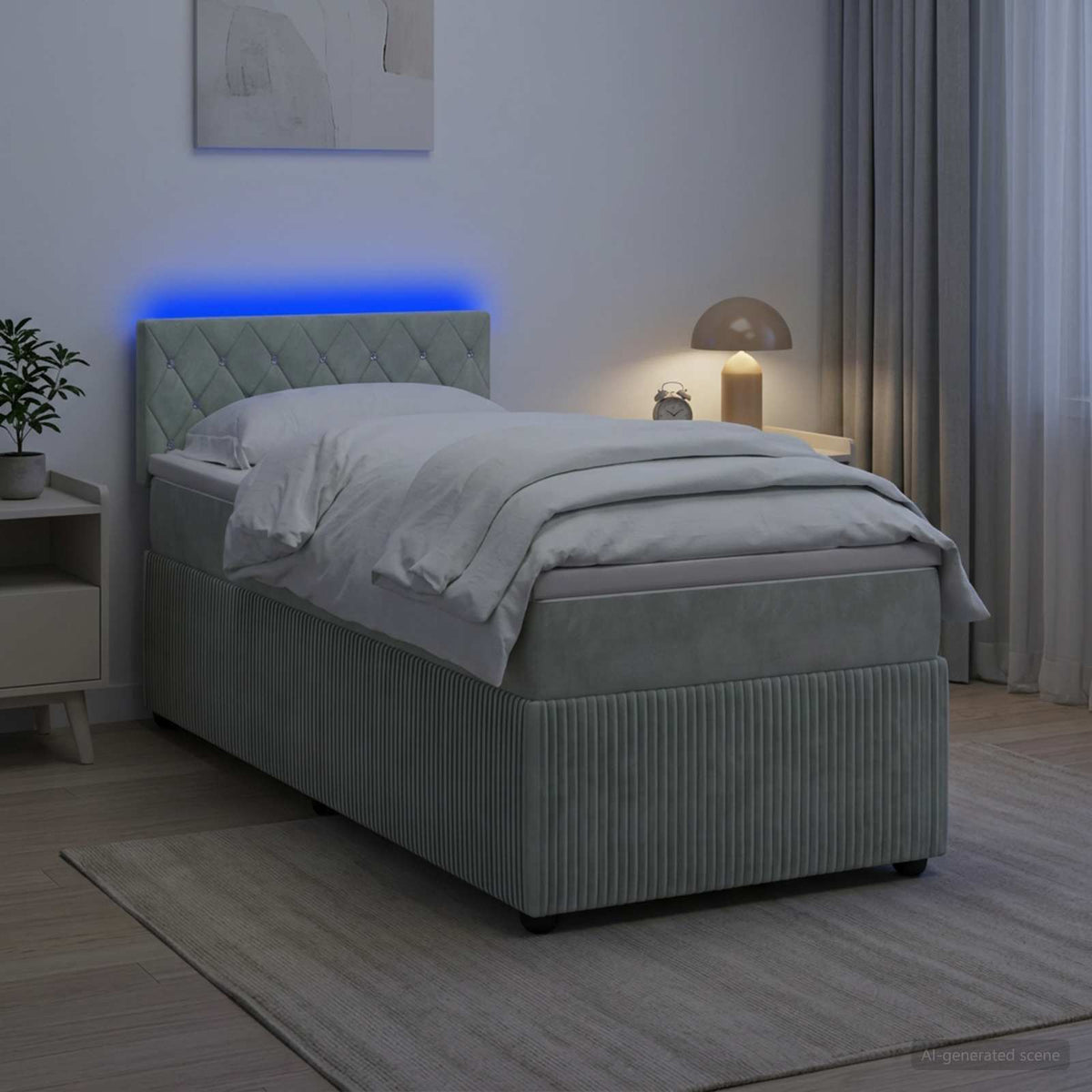 vidaXL Boxspring met matras fluweel roze 80x200 cm