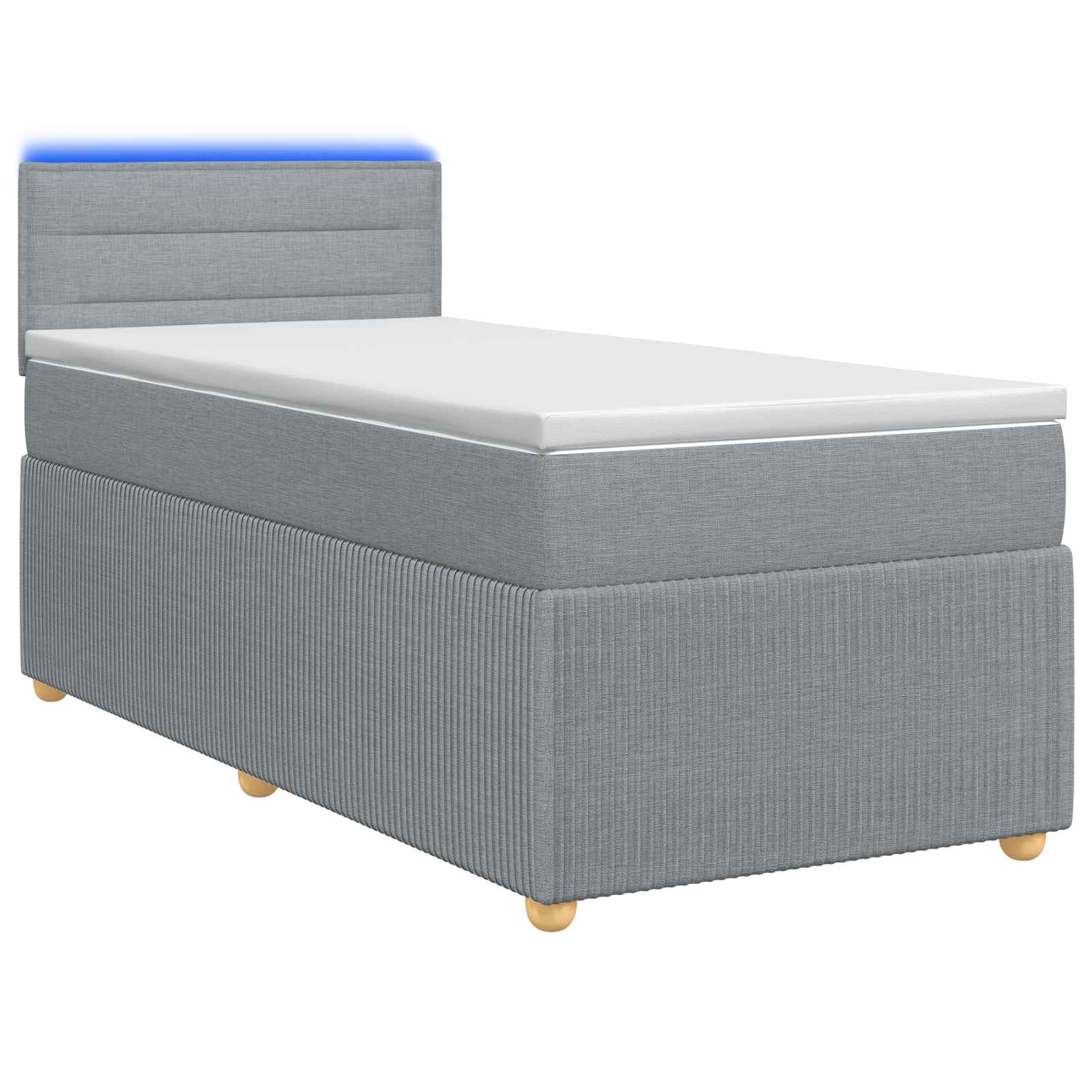 vidaXL Boxspring Bed met Matras en LED Lichtgrijs 90 x 190 cm Stof
