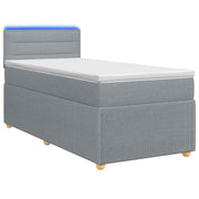 vidaXL Boxspring Bed met Matras en LED Lichtgrijs 90 x 190 cm Stof