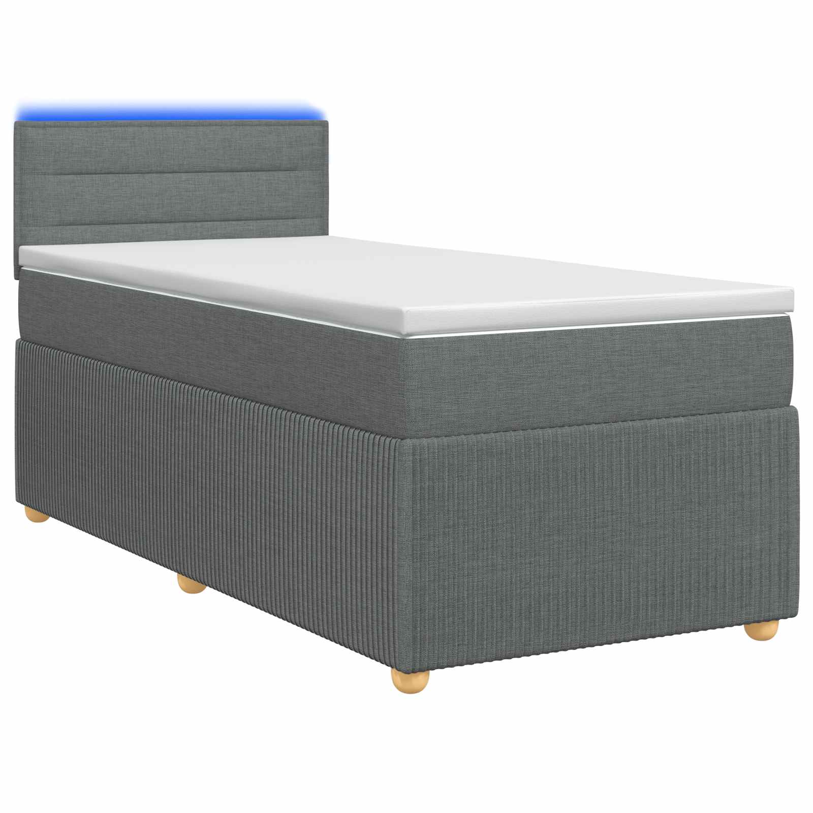 vidaXL Boxspring Bed met Matras en LED Lichtgrijs 90 x 190 cm Stof