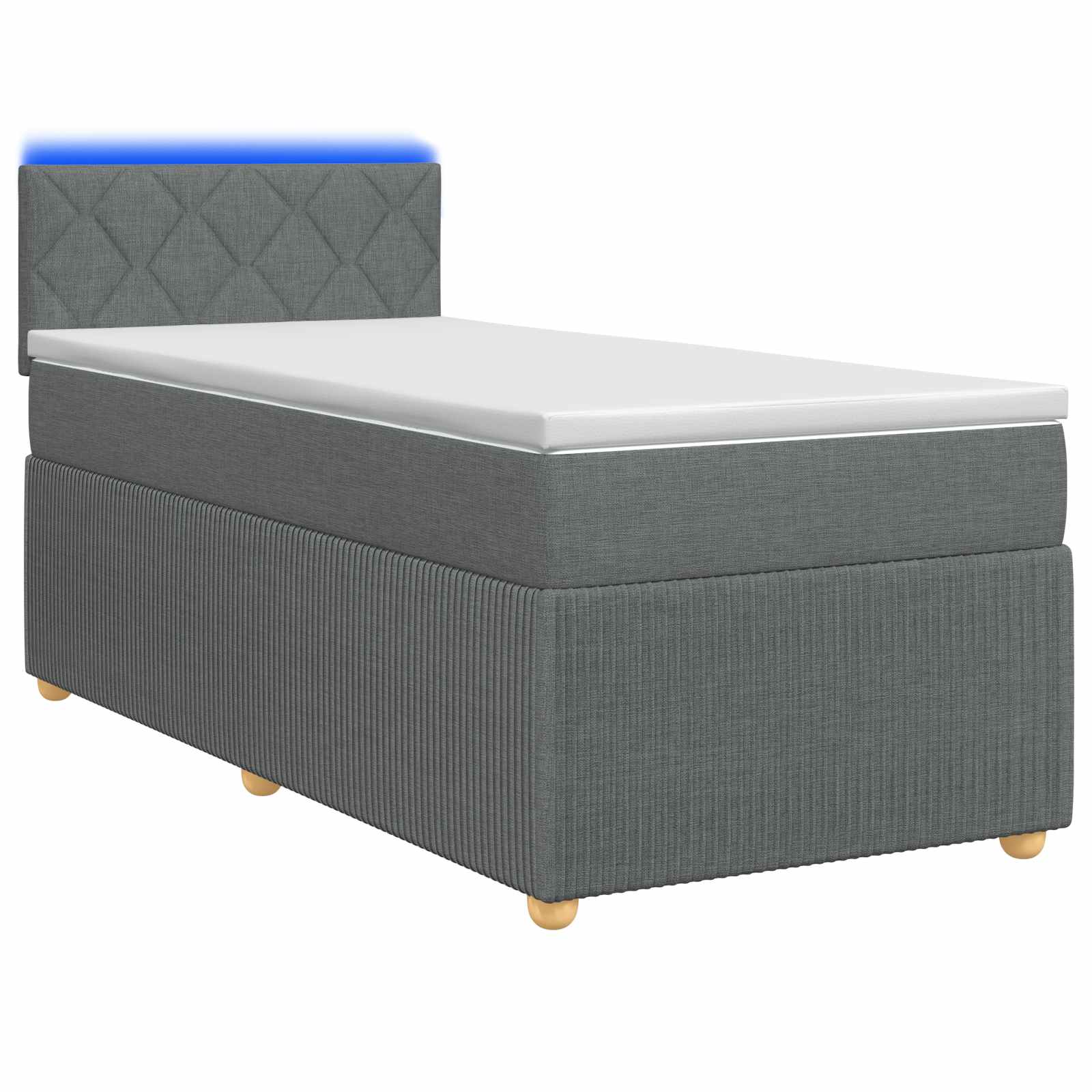 vidaXL Boxspring Bed met Matras en LED Lichtgrijs 90 x 190 cm Stof