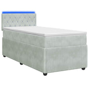 vidaXL Boxspring Bed met Matras en LED Lichtgrijs 90 x 190 cm Fluweel