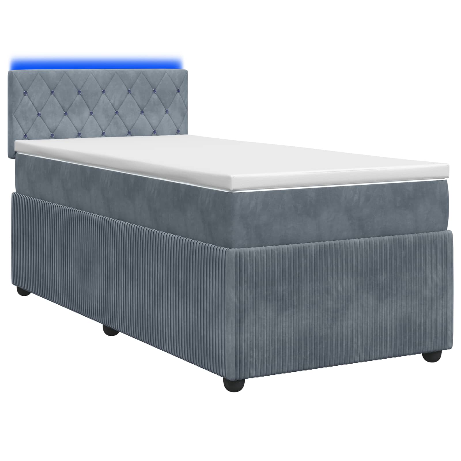 vidaXL Boxspring Bed met Matras en LED Lichtgrijs 90 x 190 cm Fluweel
