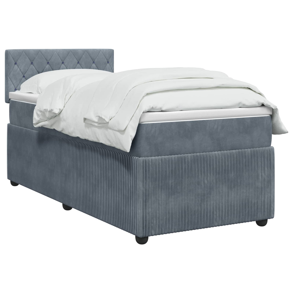 vidaXL Boxspring Bed met Matras en LED Lichtgrijs 90 x 190 cm Fluweel