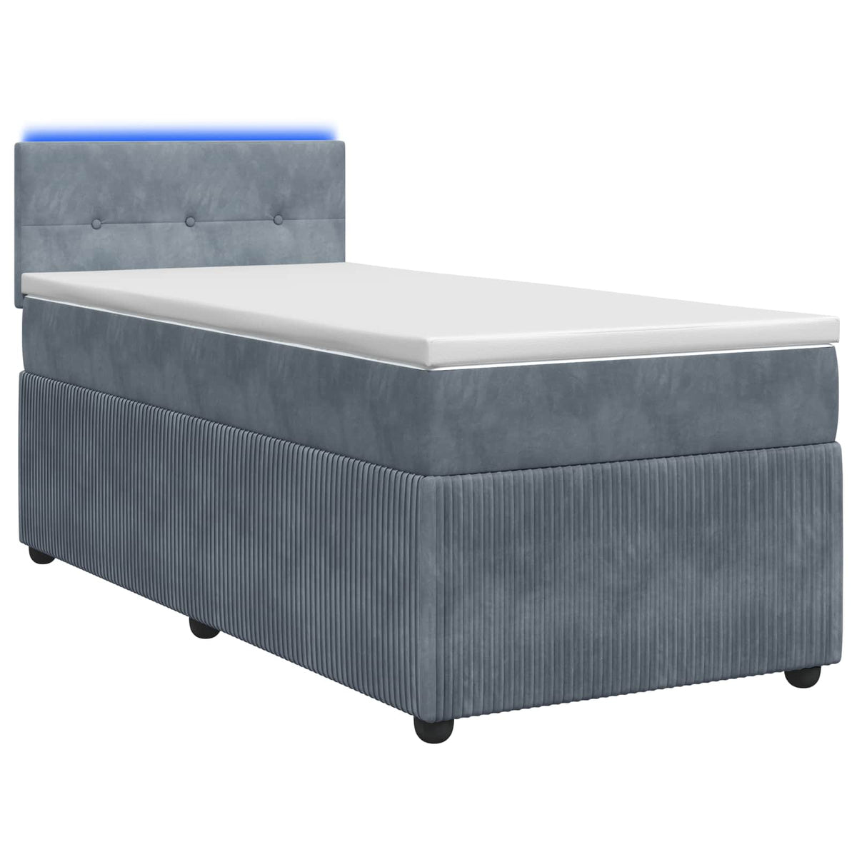 vidaXL Boxspring Bed met Matras en LED Lichtgrijs 90 x 190 cm Fluweel