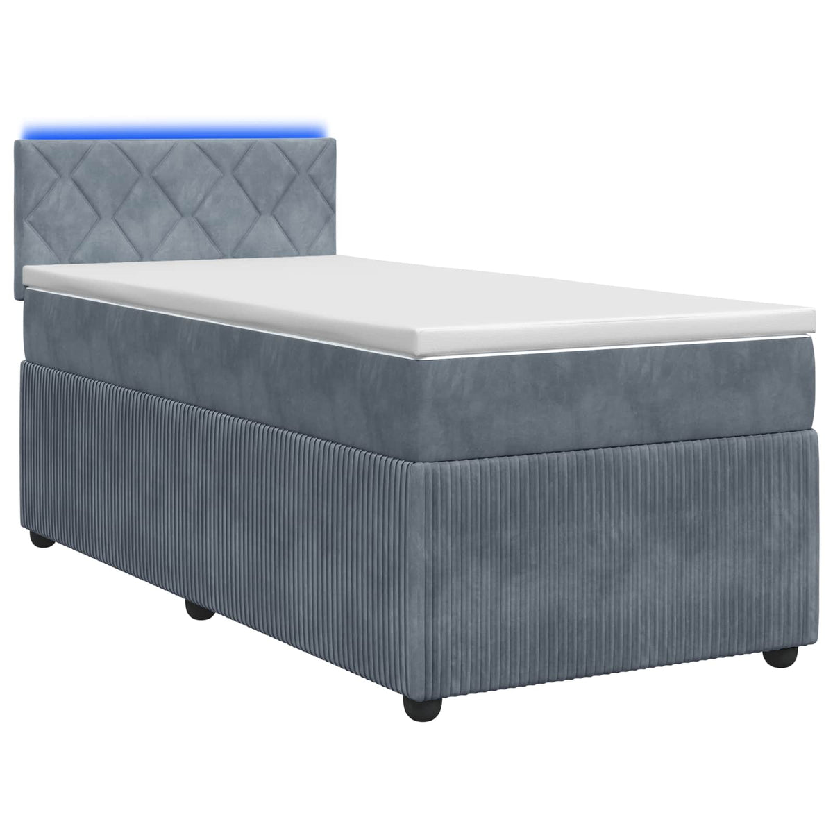vidaXL Boxspring Bed met Matras en LED Lichtgrijs 90 x 190 cm Fluweel