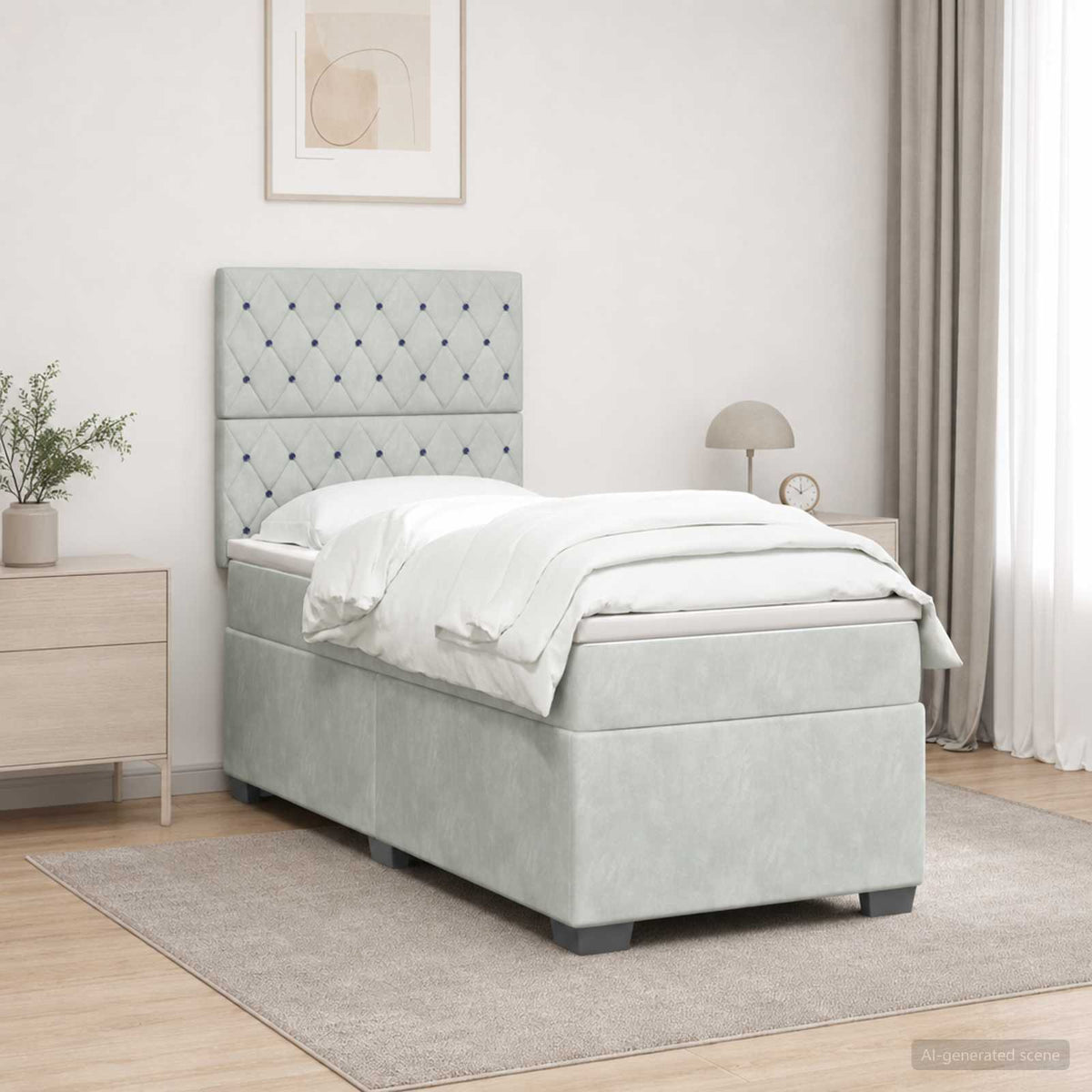 vidaXL Boxspring met matras fluweel blauw 140x190 cm