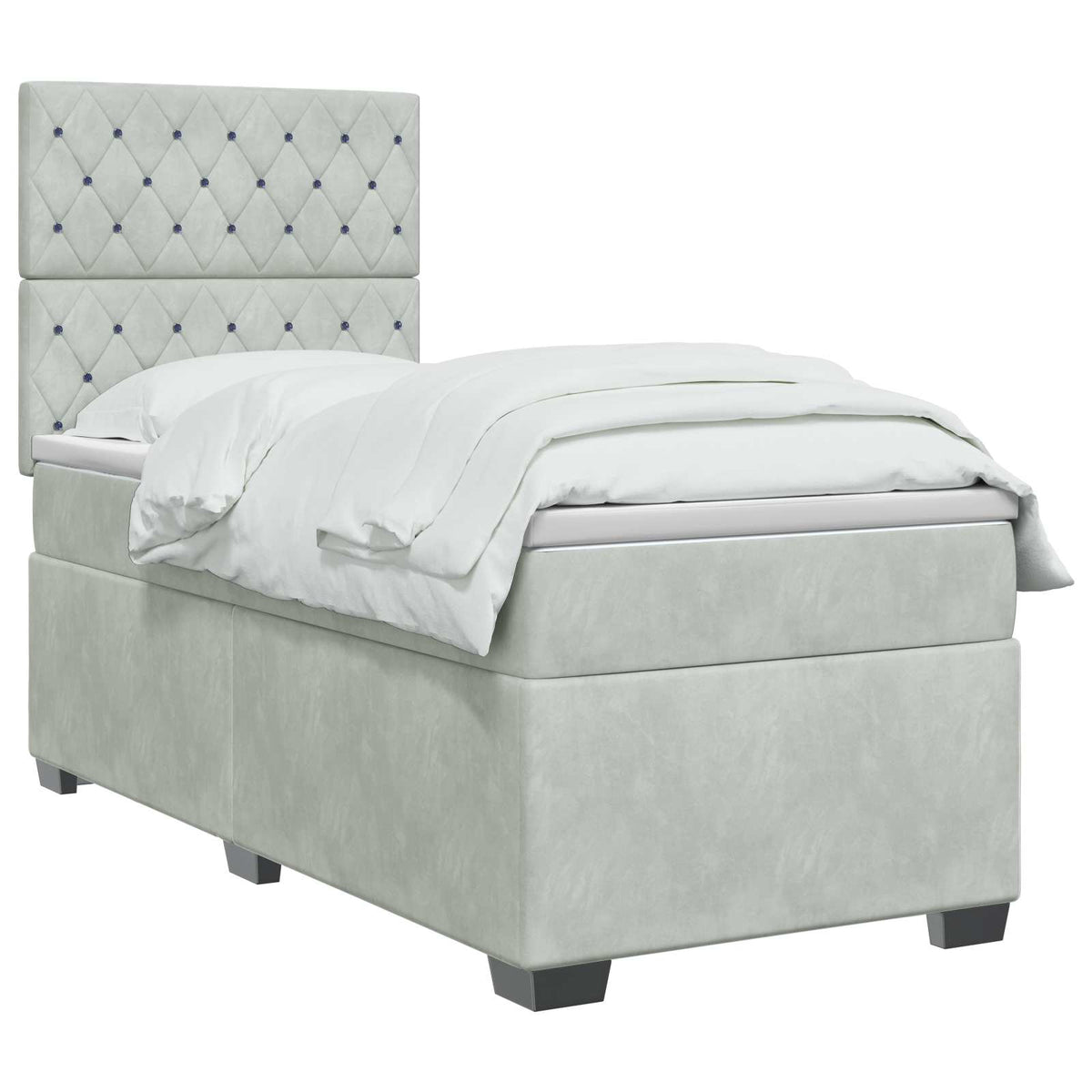 vidaXL Boxspring met matras fluweel blauw 140x190 cm