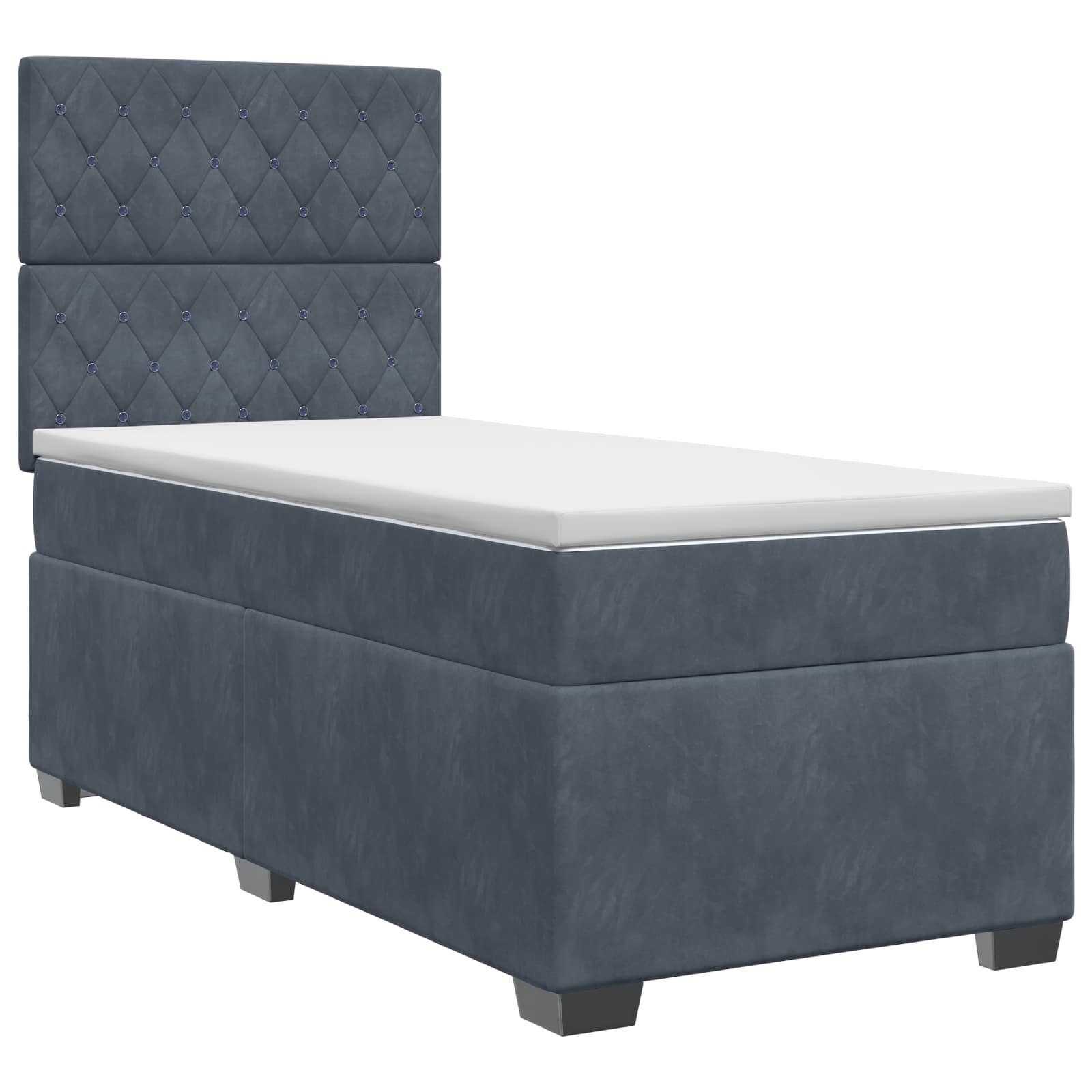 vidaXL Boxspringbed met matras Donkergrijs Enkel Fluweel