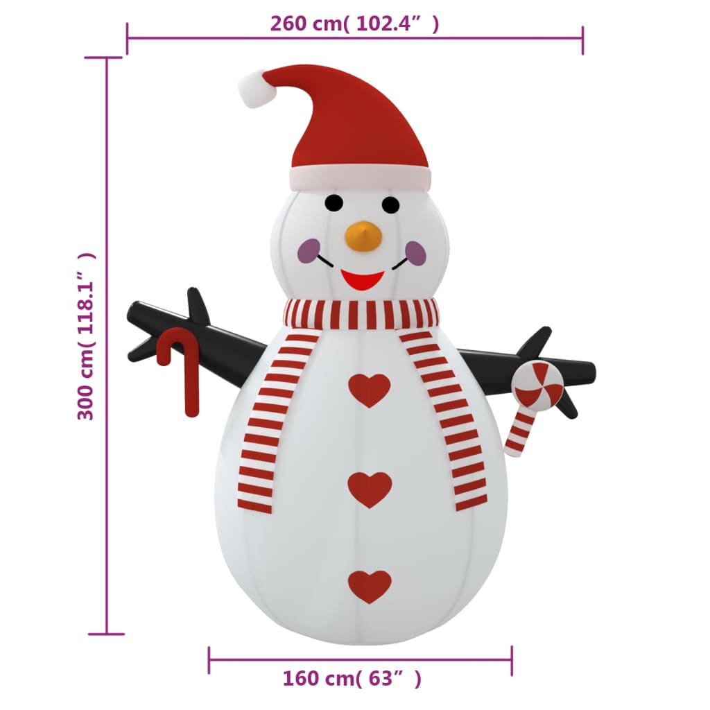 vidaXL Opblaasbare sneeuwman met LED’s 300 cm