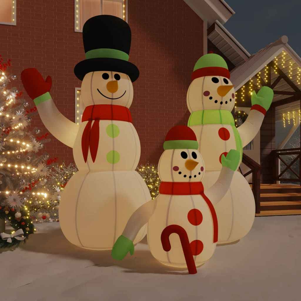 vidaXL Opblaasbare sneeuwpopfamilie met LED’s 500 cm