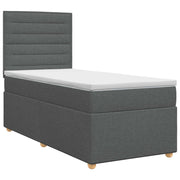 vidaXL Boxspringbed met matras met hoofdeinde Donkergrijs Enkel Stof