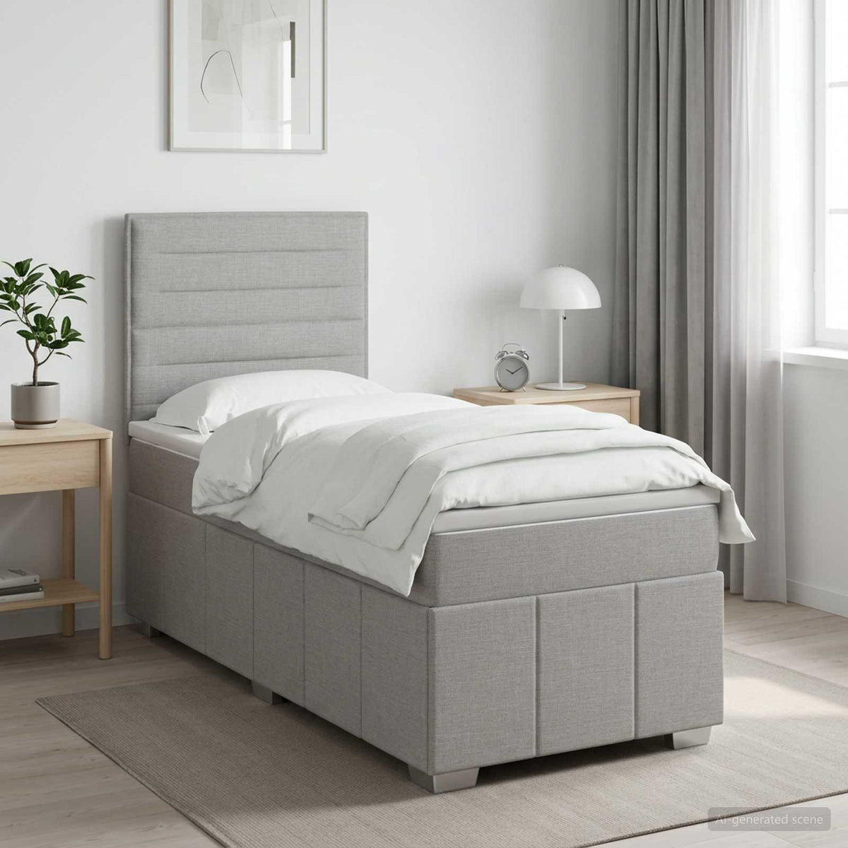 vidaXL Boxspring met matras stof donkergrijs 160x200 cm