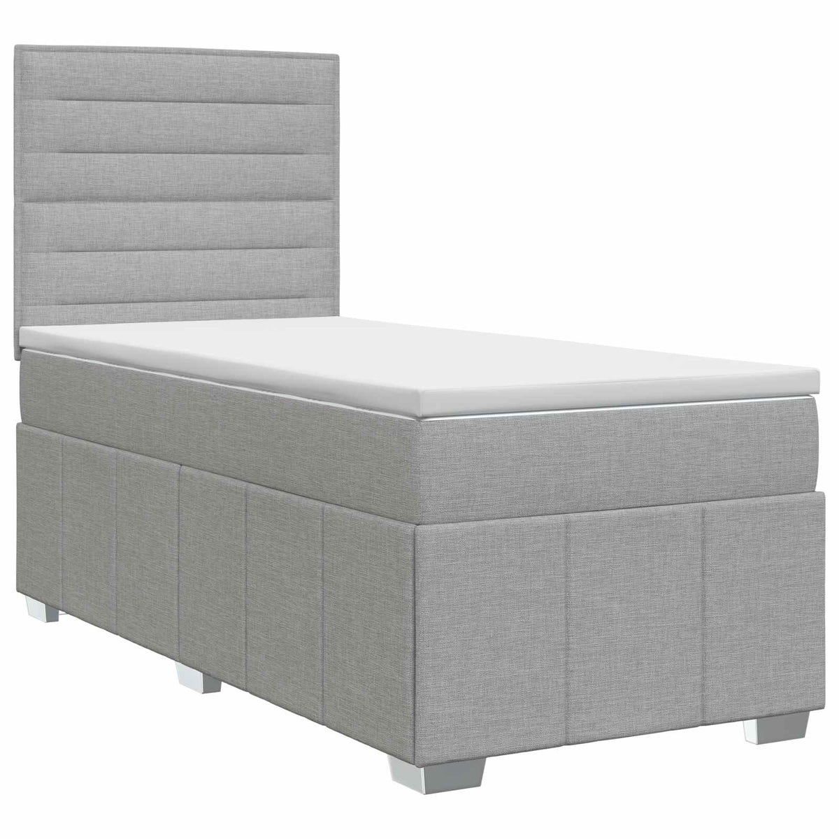 vidaXL Boxspringbed met matras met hoofdeinde Lichtgrijs Enkel Stof