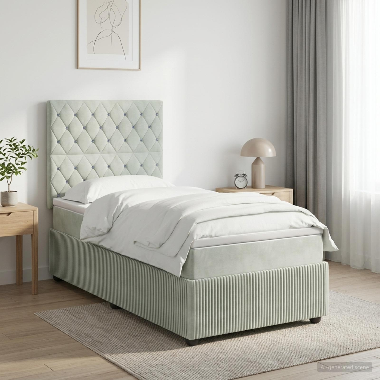 vidaXL Boxspring met matras fluweel donkergrijs 80x200 cm