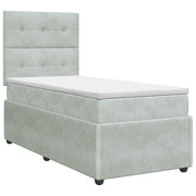 vidaXL Boxspringbed met matras met hoofdeinde Lichtgrijs Enkel Fluweel
